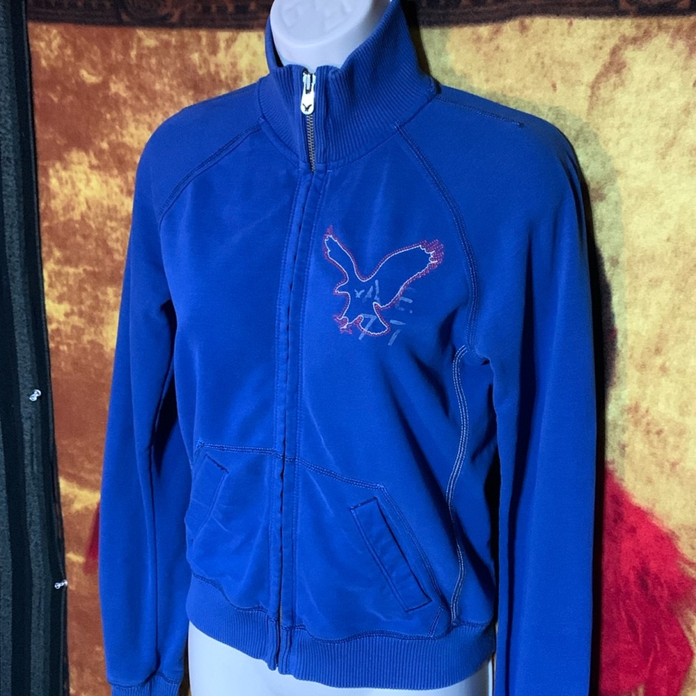 AMERICAN EAGLE OUTFITTERS-blue EAGLE FLEECE long sleeve full-zip sweatshirt - Picture 2 of 10